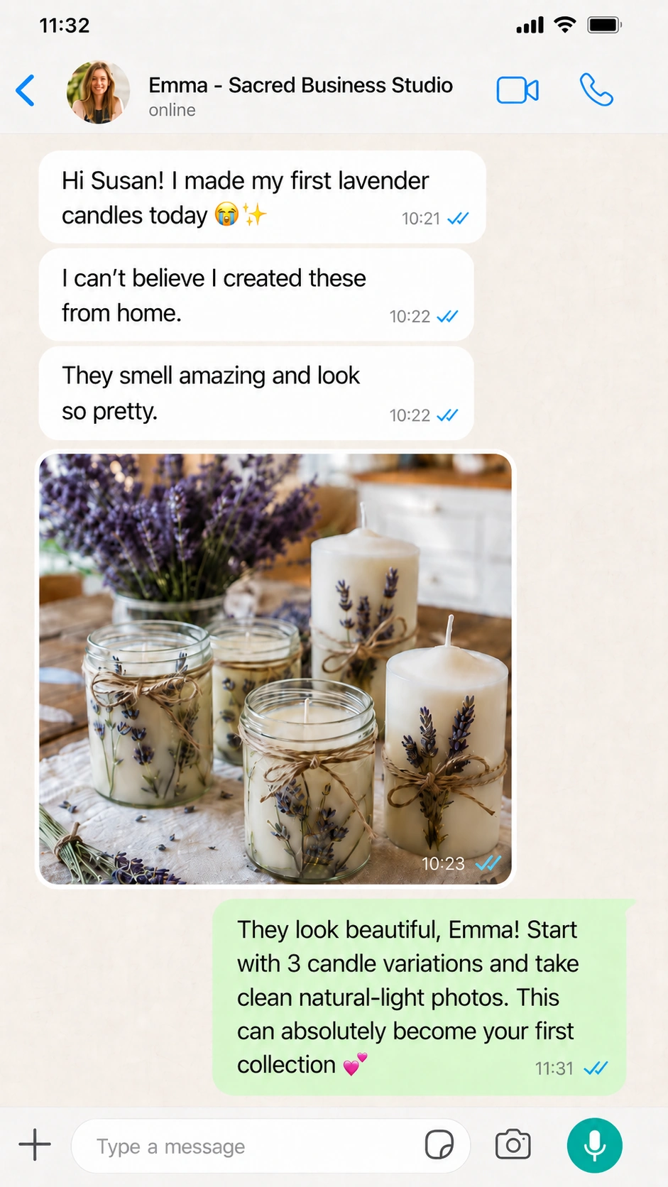 WhatsApp conversation with Emma